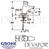 Grohe Eurodisc SE Self-Closing Basin Mixer Tap Dimensions